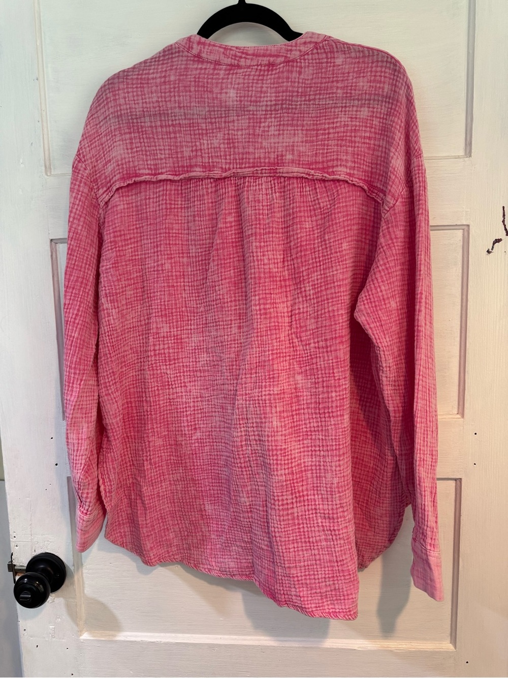 Boutique Pink Cotton Double Gauze Oversized Henley Tunic Top M - Picture 5 of 6